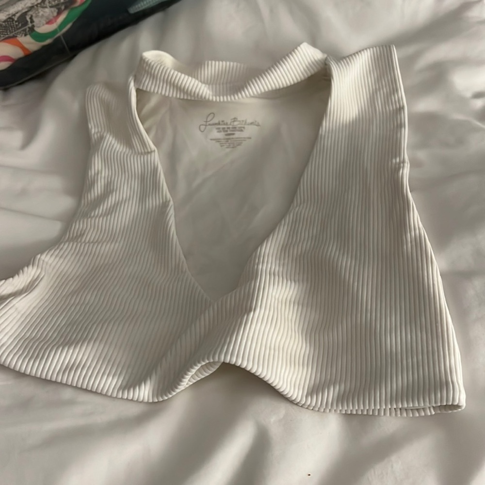 Frankie’s Ribbed White Bikini Top